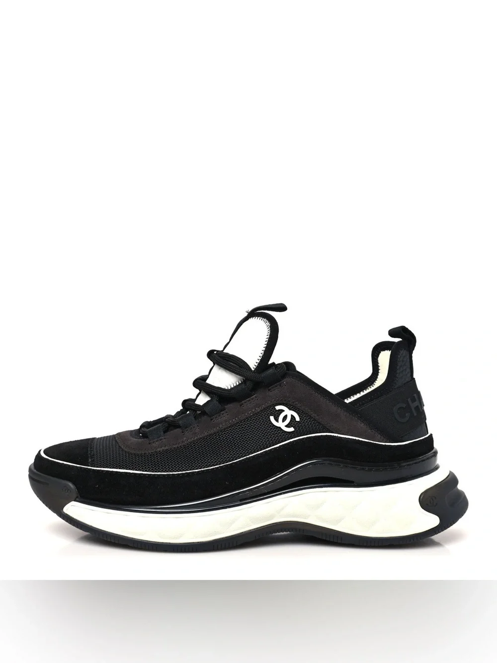CHANEL Black and White Men's Sporty Trainer Sneaker